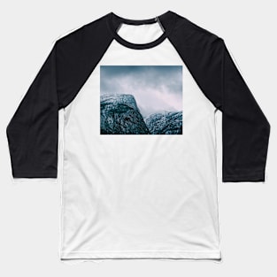 Closeup of Norwegian Mountains on Moody Winter Day Baseball T-Shirt